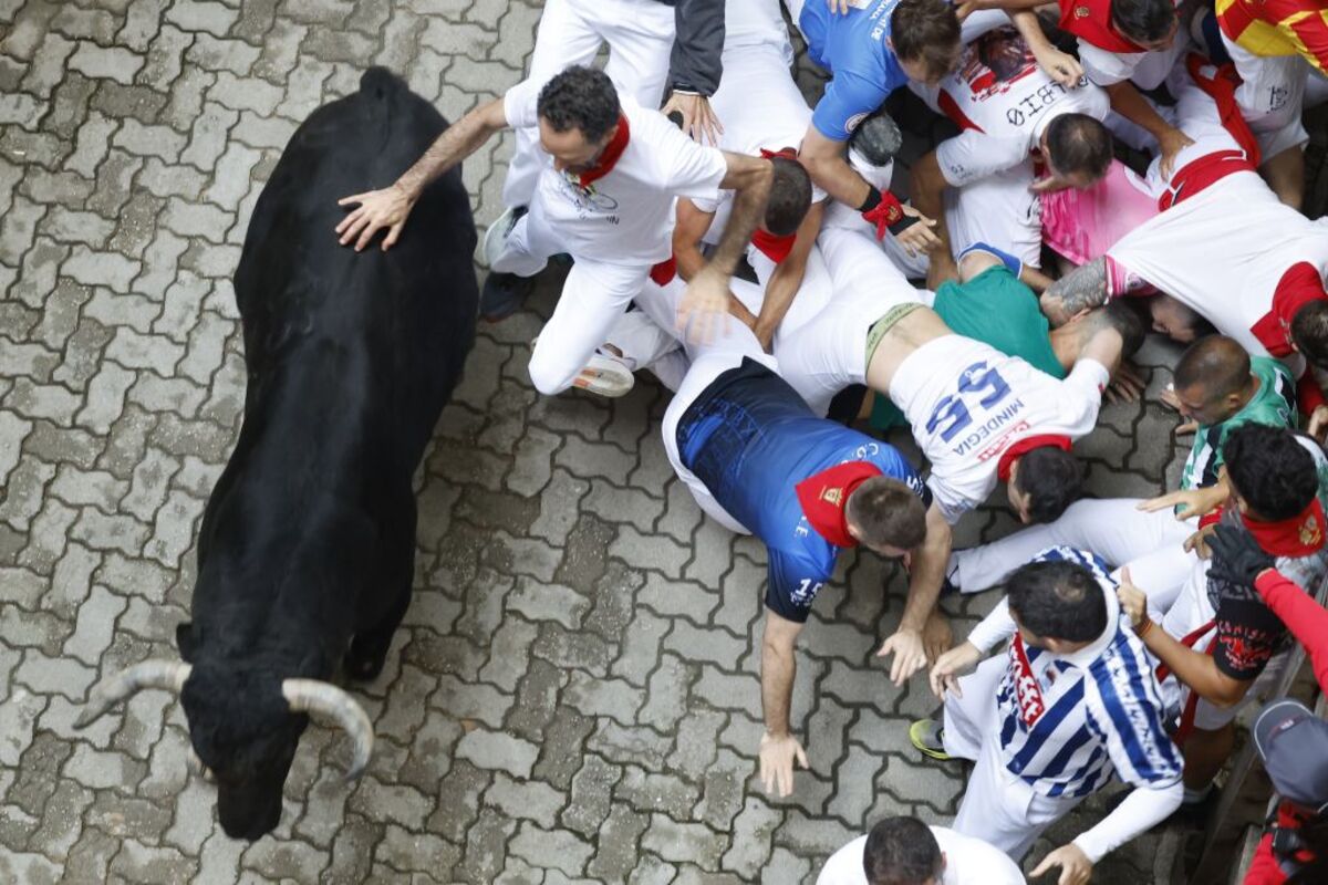 La velocidad de los Victoriano del Río para el tercer encierro de los Sanfermines  / VILLAR LÓPEZ