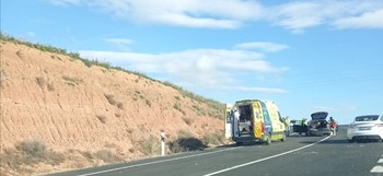 Dos heridos al salirse su coche de la N-232 en Fuenmayor